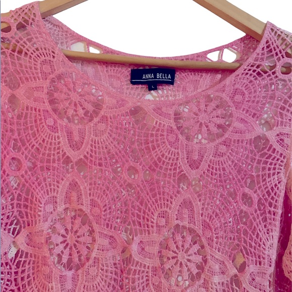 💕 Superb boho pink crochet top size large 100% cotton - Picture 7 of 13